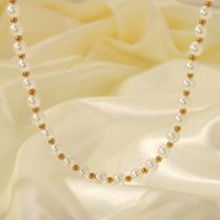 Stainless Steel 18K Gold Plated Vintage Style Baroque Style French Style Beaded Plating Pearl Artificial Pearls Necklace main image 3