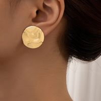 1 Pair Streetwear Round Plating Alloy Metal Gold Plated Ear Studs main image 1