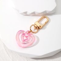 Cross-border Cute New Japanese And Korean Colorful Simple Heart Keychain Laser Translucent Acrylic Gem Shape Creative Bag Pendant main image 2