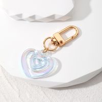 Cross-border Cute New Japanese And Korean Colorful Simple Heart Keychain Laser Translucent Acrylic Gem Shape Creative Bag Pendant main image 4