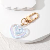 Cross-border Cute New Japanese And Korean Colorful Simple Heart Keychain Laser Translucent Acrylic Gem Shape Creative Bag Pendant sku image 2