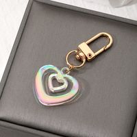 Cross-border Cute New Japanese And Korean Colorful Simple Heart Keychain Laser Translucent Acrylic Gem Shape Creative Bag Pendant sku image 4