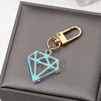 Cross-border Cute New Japanese And Korean Colorful Simple Heart Keychain Laser Translucent Acrylic Gem Shape Creative Bag Pendant sku image 7