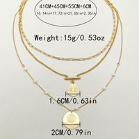 304 Stainless Steel Gold Plated Simple Style Commute Layered Pearl Plating Round Pearl Beads Three Layer Necklace main image 2