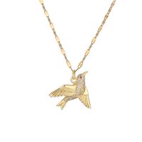 Ig Style Simple Style Woodpecker Bird Stainless Steel Copper Gold Plated Zircon Pendant Necklace In Bulk main image 5