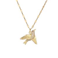 Ig Style Simple Style Woodpecker Bird Stainless Steel Copper Gold Plated Zircon Pendant Necklace In Bulk sku image 3