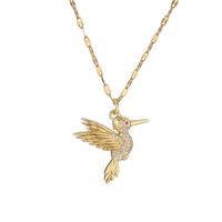 Ig Style Simple Style Woodpecker Bird Stainless Steel Copper Gold Plated Zircon Pendant Necklace In Bulk main image 4