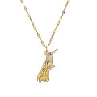 Ig Style Simple Style Woodpecker Bird Stainless Steel Copper Gold Plated Zircon Pendant Necklace In Bulk main image 3