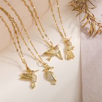 Ig Style Simple Style Woodpecker Bird Stainless Steel Copper Gold Plated Zircon Pendant Necklace In Bulk main image 1