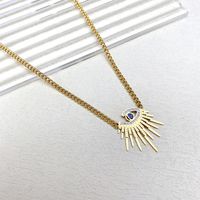 304 Stainless Steel 18K Gold Plated Simple Style Plating Inlay Devil'S Eye Artificial Rhinestones Pendant Necklace main image 5