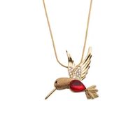 Ig Style Simple Style Woodpecker Bird Stainless Steel Copper Gold Plated Zircon Pendant Necklace In Bulk sku image 6
