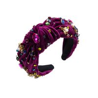 Retro Knot Butterfly Cloth Inlay Rhinestones Pearl Hair Band main image 5