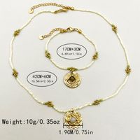 304 Stainless Steel Beaded Gold Plated Casual Simple Style Plating Inlay Round Flower Natural Stone Crystal Beads Bracelets Necklace main image 2