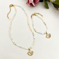 304 Stainless Steel Beaded Gold Plated Glam Commute Beaded Plating Multicolor Sector Crystal Rhinestones Beads Bracelets Necklace main image 1