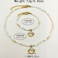 304 Stainless Steel Beaded Gold Plated Glam Commute Beaded Plating Multicolor Sector Crystal Rhinestones Beads Bracelets Necklace main image 4