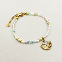 304 Stainless Steel Beaded Gold Plated Glam Commute Beaded Plating Multicolor Sector Crystal Rhinestones Beads Bracelets Necklace main image 3