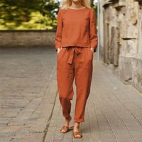 Women's Casual Solid Color Polyester Pants Sets main image 1