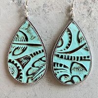 1 Pair Vintage Style Color Block Water Droplets Pu Leather Alloy Iron Drop Earrings main image 4