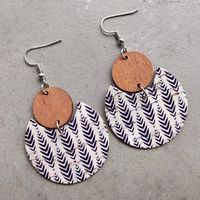 1 Pair Simple Style Leaves Wood Leather Drop Earrings sku image 1