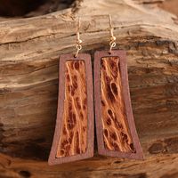 1 Pair Retro Fish Wood Leather Copper Drop Earrings sku image 2