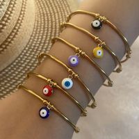 Simple Style Commute Round Eye Stainless Steel 18K Gold Plated Cuff Bracelets In Bulk main image 1