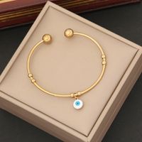 Simple Style Commute Round Eye Stainless Steel 18K Gold Plated Cuff Bracelets In Bulk sku image 3