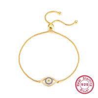 Estilo Simple Estilo Clásico Ojo Del Diablo Plata Esterlina Enchapado Embutido Circón Chapado En Oro De 18 Quilates. Blanco Oro Plateado Pulsera sku image 11