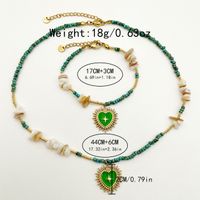 304 Stainless Steel Beaded Gravel Gold Plated British Style Commute Enamel Plating Cross Heart Shape Natural Stone Beads Bracelets Necklace main image 2
