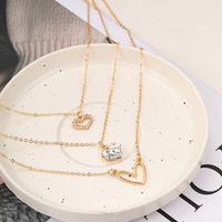 Ig Style Star Moon Heart Shape Alloy Hollow Out Inlay Rhinestones Women's Three Layer Necklace main image 2