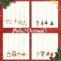 Ig Style Cartoon Style Santa Claus Snowflake Elk Copper 18k Gold Plated Zircon Pendant Necklace In Bulk main image 11