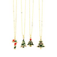 Ig Style Cartoon Style Santa Claus Snowflake Elk Copper 18k Gold Plated Zircon Pendant Necklace In Bulk main image 8
