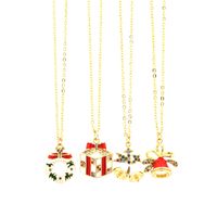 Ig Style Cartoon Style Santa Claus Snowflake Elk Copper 18k Gold Plated Zircon Pendant Necklace In Bulk main image 7