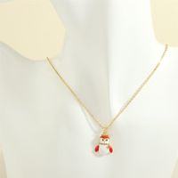 Ig Style Cartoon Style Santa Claus Snowflake Elk Copper 18k Gold Plated Zircon Pendant Necklace In Bulk sku image 11