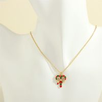 Ig Style Cartoon Style Santa Claus Snowflake Elk Copper 18k Gold Plated Zircon Pendant Necklace In Bulk sku image 12