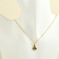 Ig Style Cartoon Style Santa Claus Snowflake Elk Copper 18k Gold Plated Zircon Pendant Necklace In Bulk sku image 8