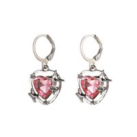 1 Pair Sweet Heart Shape Inlay Alloy Rhinestones Drop Earrings main image 7