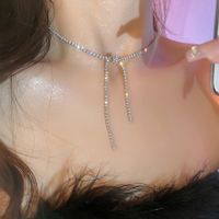 Sweet Shiny Bow Knot Alloy Inlay Rhinestones Women's Necklace main image 1