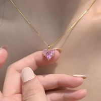 Ig Style Heart Shape Artificial Crystal Alloy Women's Pendant Necklace main image 4