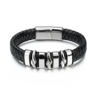 Hip-hop Modern Style Cool Style Geometric Stainless Steel Pu Leather Men's Bangle main image 3