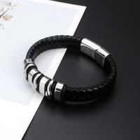 Hip-hop Modern Style Cool Style Geometric Stainless Steel Pu Leather Men's Bangle main image 1