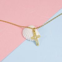 Stainless Steel 18K Gold Plated Elegant Classic Style Plating Cross None Pendant Necklace main image 4