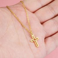 Stainless Steel 18K Gold Plated Elegant Classic Style Plating Cross None Pendant Necklace main image 5