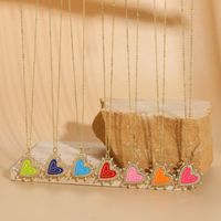 Lady Classic Style Streetwear Heart Shape Copper Enamel Plating 14k Gold Plated Pendant Necklace main image 6