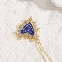 Lady Classic Style Streetwear Heart Shape Copper Enamel Plating 14k Gold Plated Pendant Necklace sku image 2