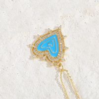 Lady Classic Style Streetwear Heart Shape Copper Enamel Plating 14k Gold Plated Pendant Necklace sku image 3