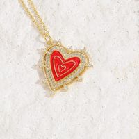 Lady Classic Style Streetwear Heart Shape Copper Enamel Plating 14k Gold Plated Pendant Necklace sku image 4