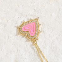 Lady Classic Style Streetwear Heart Shape Copper Enamel Plating 14k Gold Plated Pendant Necklace sku image 5