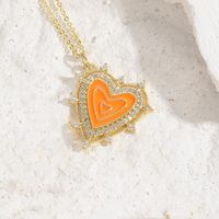 Lady Classic Style Streetwear Heart Shape Copper Enamel Plating 14k Gold Plated Pendant Necklace sku image 6