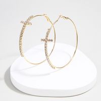 1 Pair Queen Cross Plating Inlay Alloy Zircon Hoop Earrings main image 3