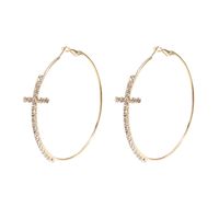 1 Pair Queen Cross Plating Inlay Alloy Zircon Hoop Earrings main image 2